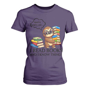 That Is What I Do I Read Books T Shirt For Women Funny Sloth Book Lover TS14 Purple Print Your Wear