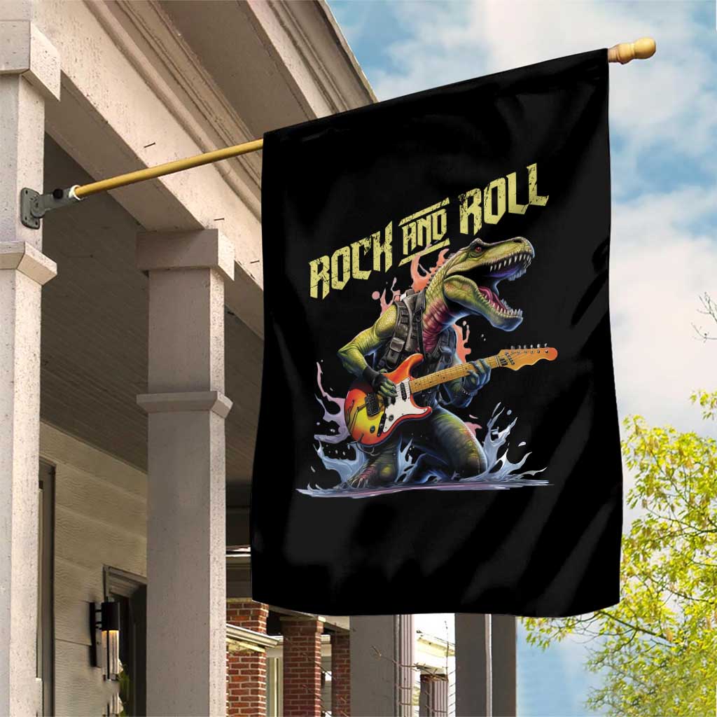 Rock And Roll Garden Flag Funny Dionasaur Playing Guitar TS14 Print Your Wear
