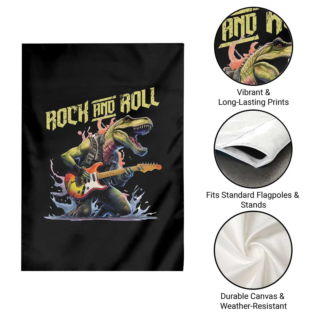Rock And Roll Garden Flag Funny Dionasaur Playing Guitar TS14 Print Your Wear