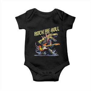 Rock And Roll Baby Onesie Funny Dionasaur Playing Guitar TS14 Black Print Your Wear