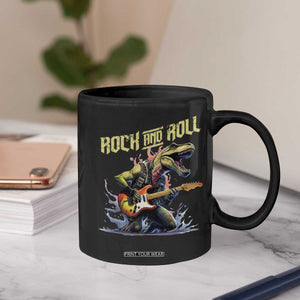 Rock And Roll Coffee Mug Funny Dionasaur Playing Guitar TS14 Print Your Wear