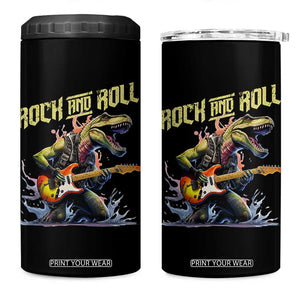 Rock And Roll 4 in 1 Can Cooler Tumbler Funny Dionasaur Playing Guitar TS14 One Size: 16 oz Black Print Your Wear