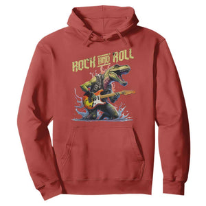 Rock And Roll Hoodie Funny Dionasaur Playing Guitar TS14 Red Print Your Wear