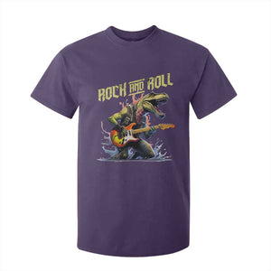 Rock And Roll T Shirt For Kid Funny Dionasaur Playing Guitar TS14 Purple Print Your Wear