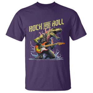 Rock And Roll T Shirt Funny Dionasaur Playing Guitar TS14 Purple Print Your Wear