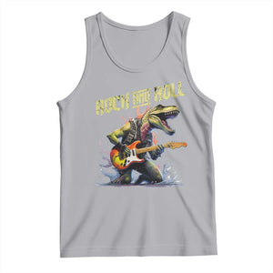 Rock And Roll Tank Top Funny Dionasaur Playing Guitar TS14 Athletic Heather Print Your Wear
