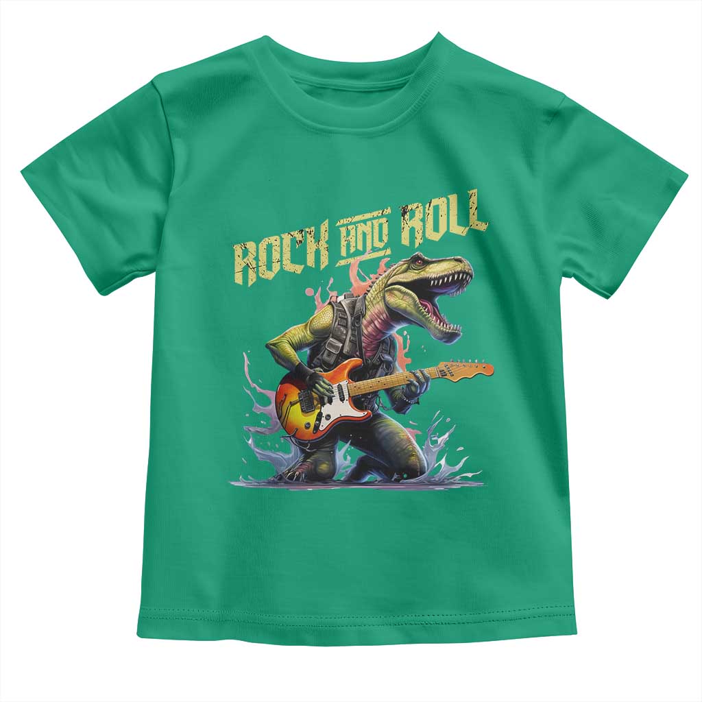 Rock And Roll Toddler T Shirt Funny Dionasaur Playing Guitar TS14 Irish Green Print Your Wear