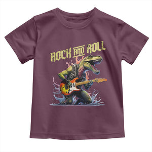Rock And Roll Toddler T Shirt Funny Dionasaur Playing Guitar TS14 Maroon Print Your Wear