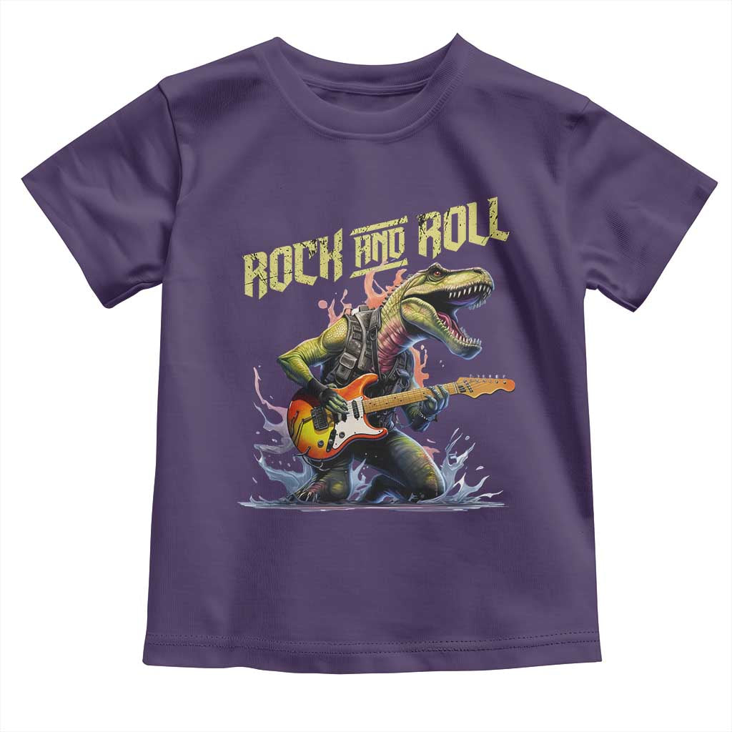 Rock And Roll Toddler T Shirt Funny Dionasaur Playing Guitar TS14 Purple Print Your Wear