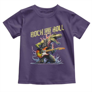 Rock And Roll Toddler T Shirt Funny Dionasaur Playing Guitar TS14 Purple Print Your Wear