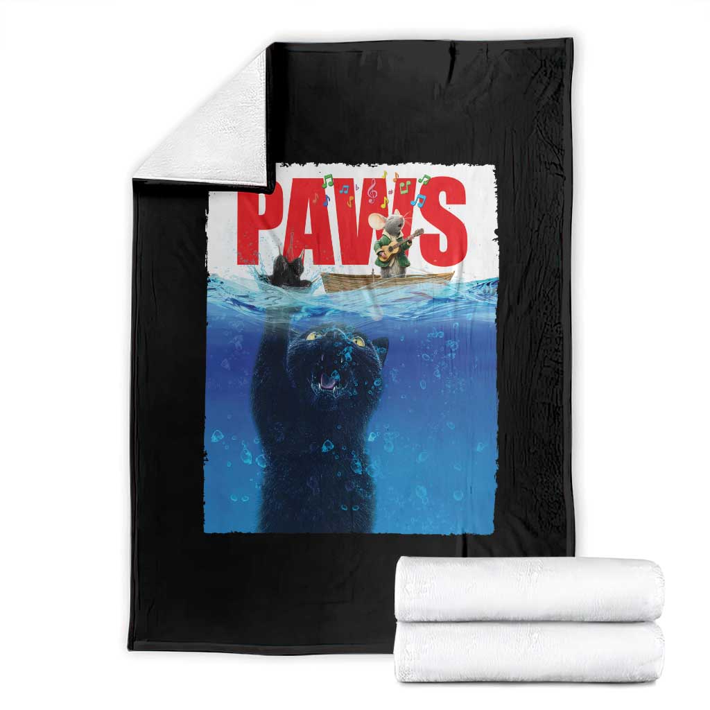 Funny Black Cat Throw Blanket PAWS Parody Kitten Mouse Humorous TS14 Black Print Your Wear