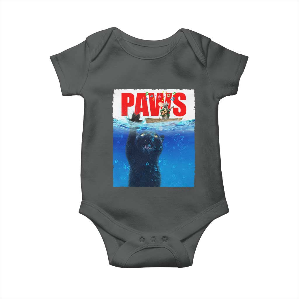 Funny Black Cat Baby Onesie PAWS Parody Kitten Mouse Humorous TS14 Dark Heather Print Your Wear