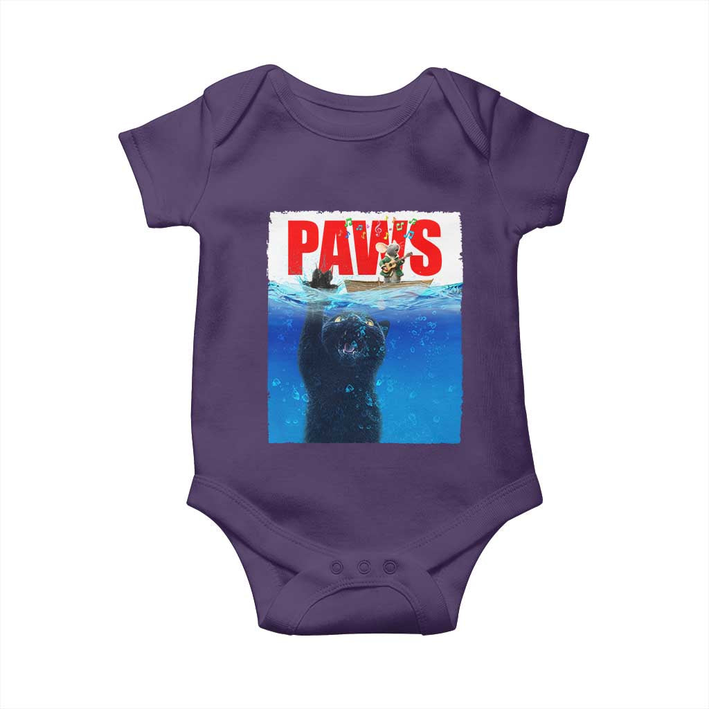 Funny Black Cat Baby Onesie PAWS Parody Kitten Mouse Humorous TS14 Purple Print Your Wear