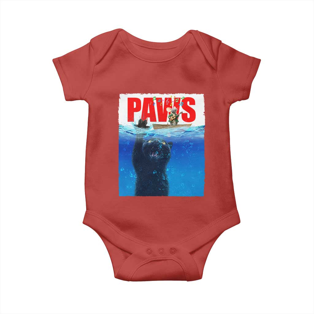 Funny Black Cat Baby Onesie PAWS Parody Kitten Mouse Humorous TS14 Red Print Your Wear