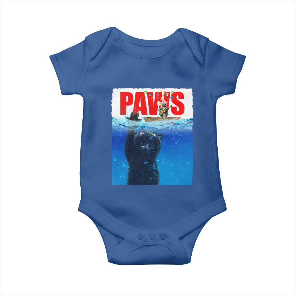 Funny Black Cat Baby Onesie PAWS Parody Kitten Mouse Humorous TS14 Royal Blue Print Your Wear
