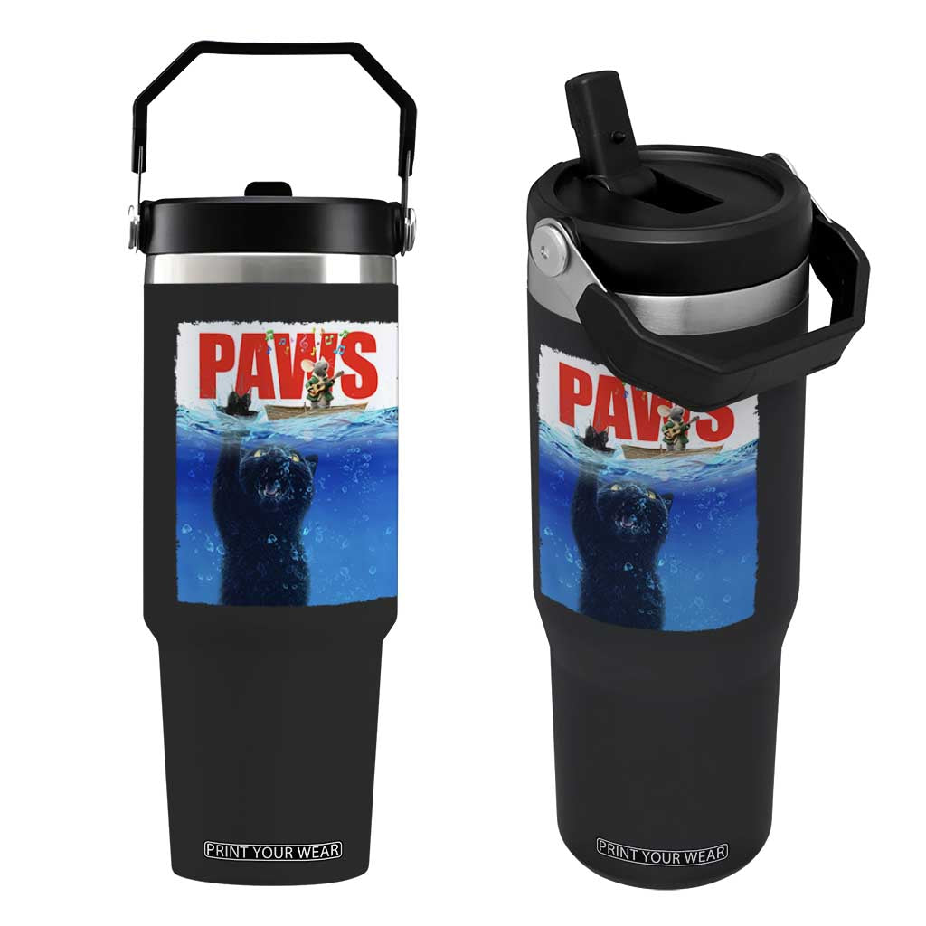 Funny Black Cat Flip Straw Tumbler PAWS Parody Kitten Mouse Humorous TS14 One Size: 30 oz Black Print Your Wear