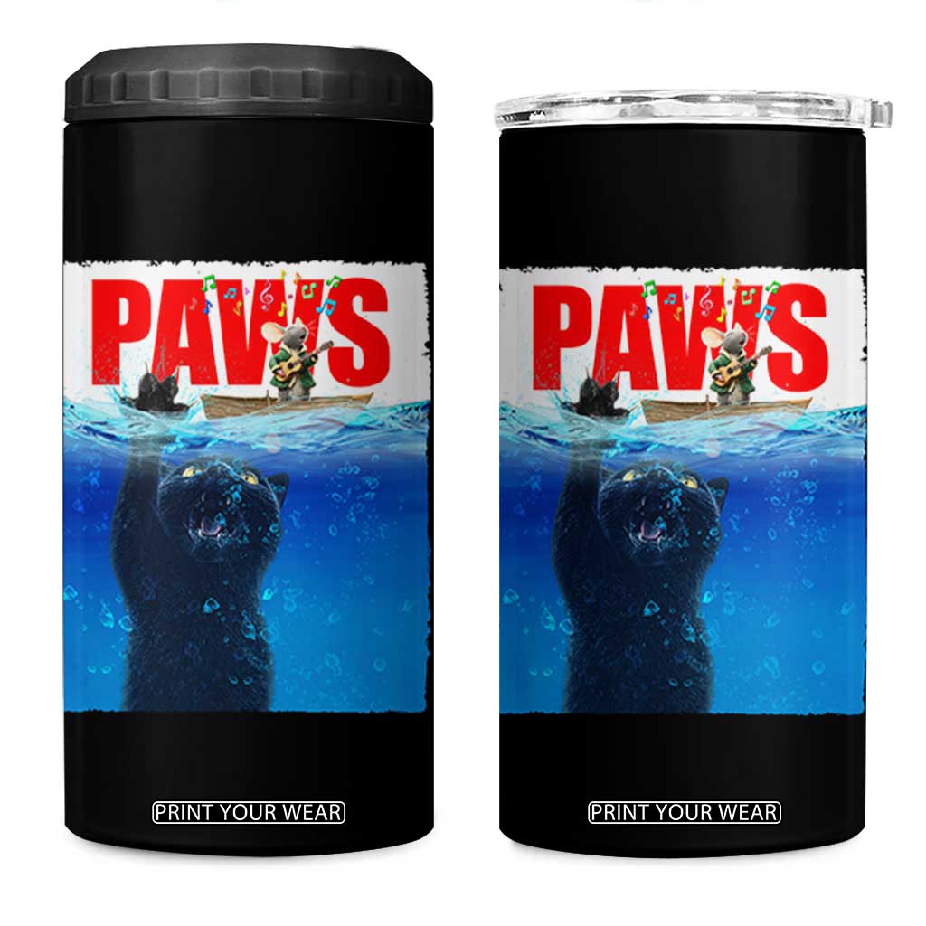 Funny Black Cat 4 in 1 Can Cooler Tumbler PAWS Parody Kitten Mouse Humorous TS14 One Size: 16 oz Black Print Your Wear