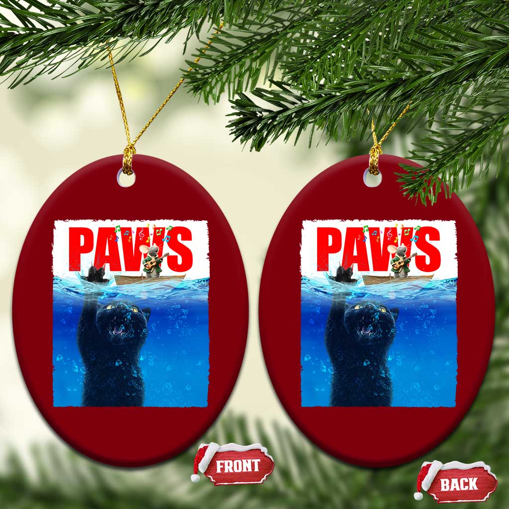 Funny Black Cat Ceramic Ornament PAWS Parody Kitten Mouse Humorous TS14 Print Your Wear