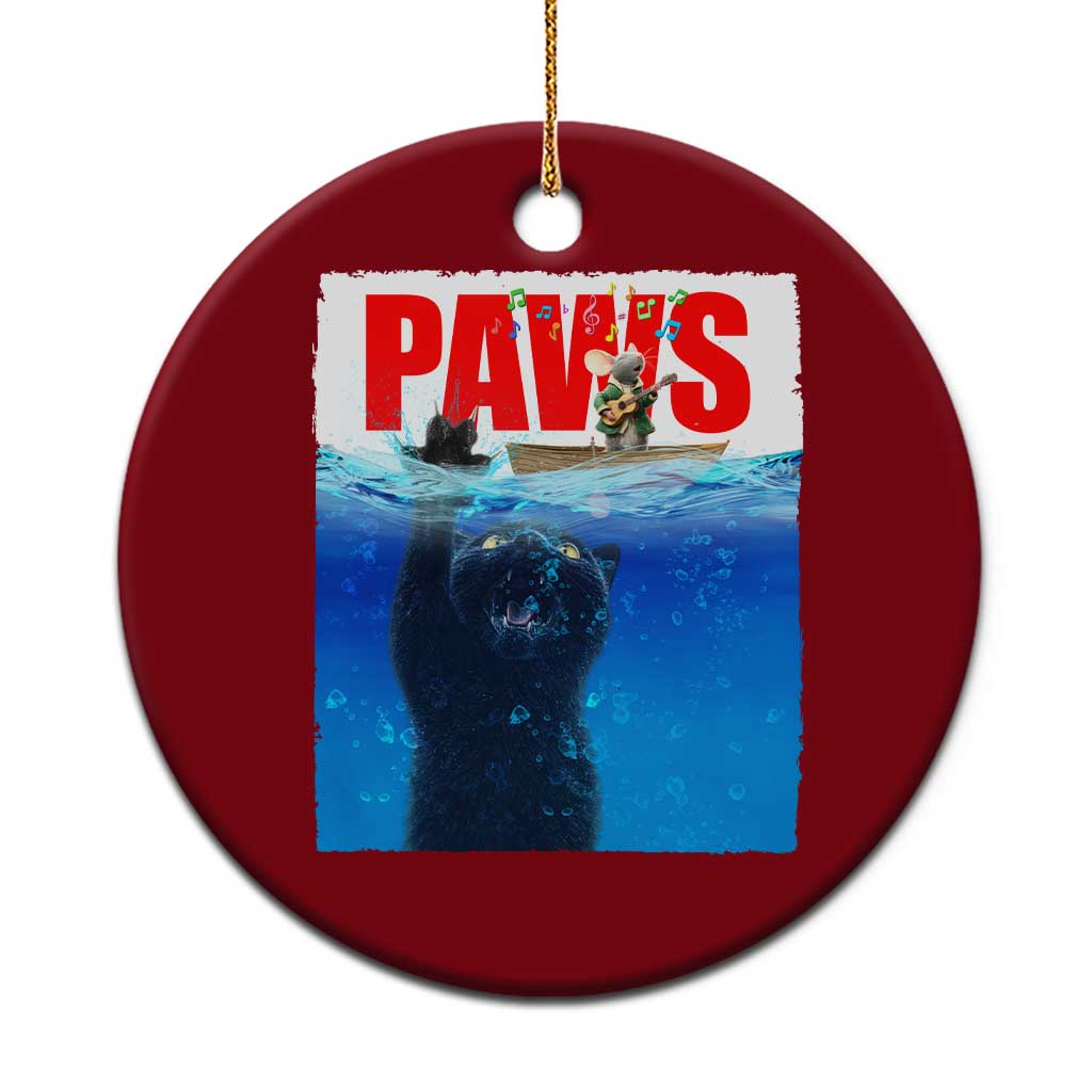Funny Black Cat Ceramic Ornament PAWS Parody Kitten Mouse Humorous TS14 1pc Red Print Your Wear