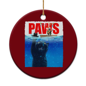 Funny Black Cat Ceramic Ornament PAWS Parody Kitten Mouse Humorous TS14 1pc Red Print Your Wear