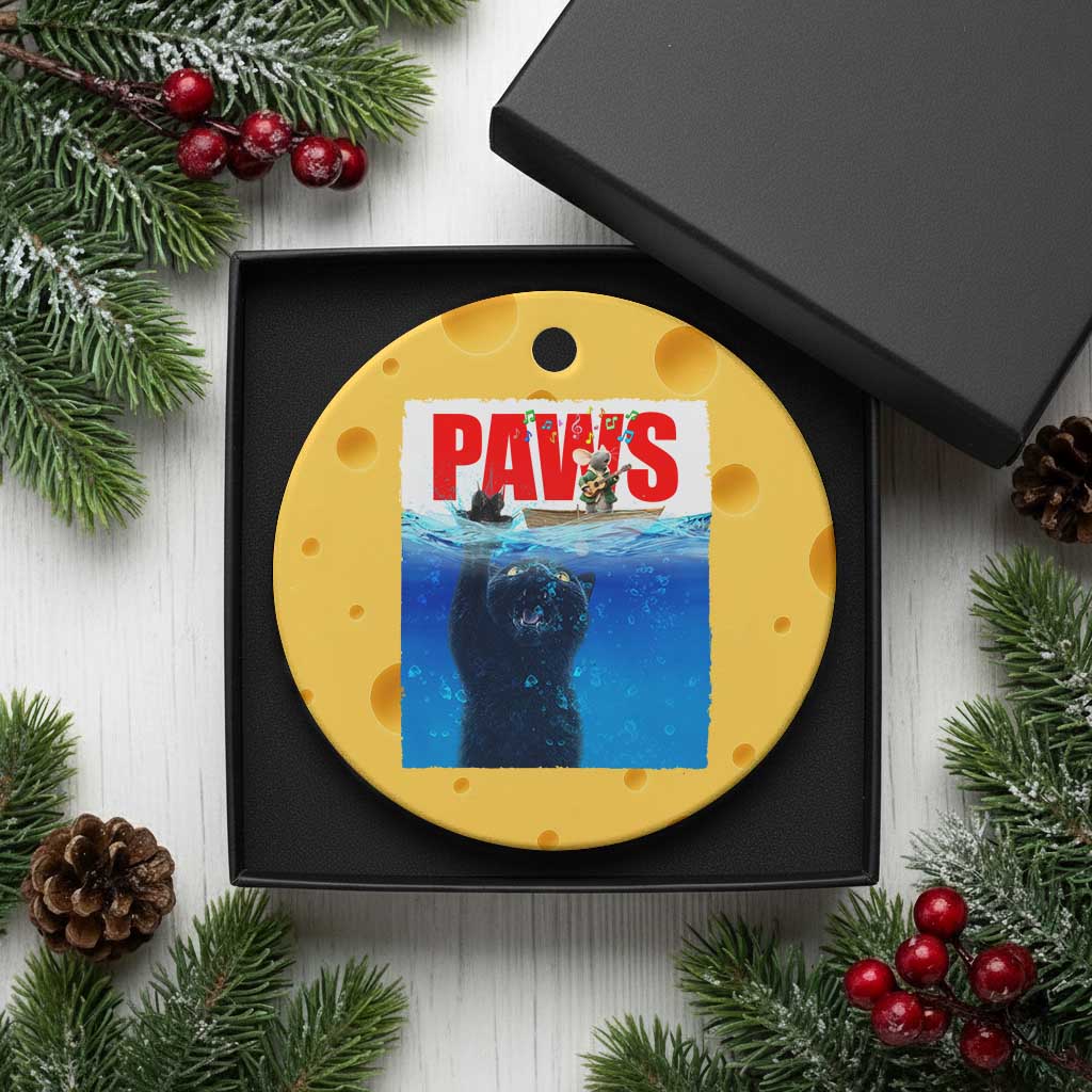 Funny Black Cat Ceramic Ornament PAWS Parody Kitten Mouse Humorous TS14 1pc Yellow Cheese Print Your Wear