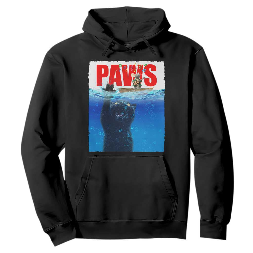 Funny Black Cat Hoodie PAWS Parody Kitten Mouse Humorous TS14 Black Print Your Wear