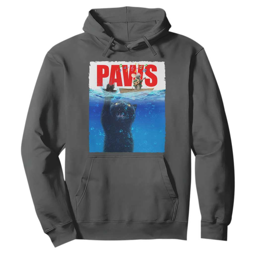 Funny Black Cat Hoodie PAWS Parody Kitten Mouse Humorous TS14 Dark Heather Print Your Wear
