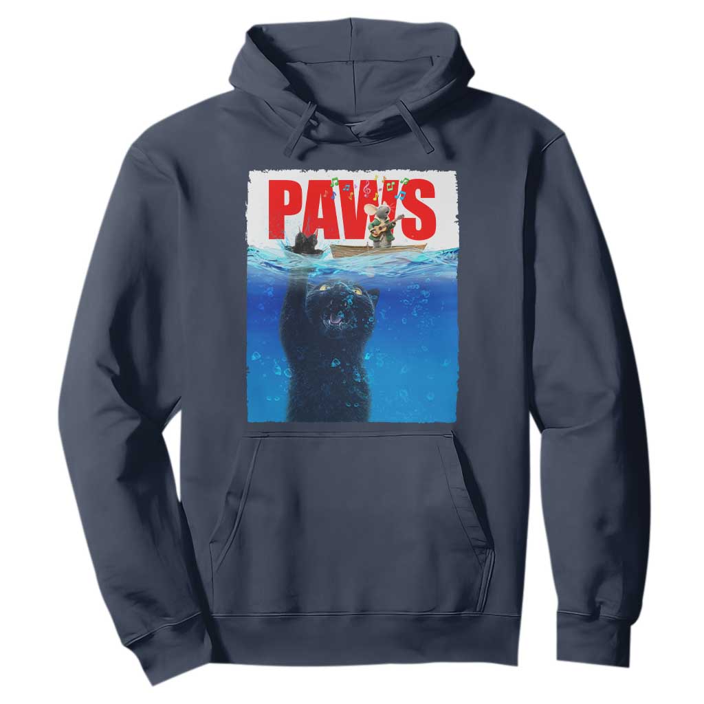 Funny Black Cat Hoodie PAWS Parody Kitten Mouse Humorous TS14 Navy Print Your Wear