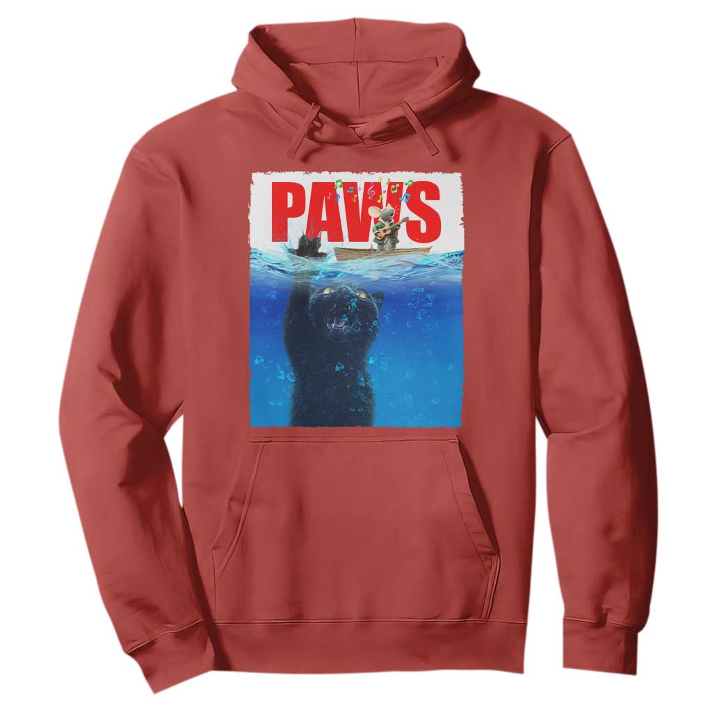 Funny Black Cat Hoodie PAWS Parody Kitten Mouse Humorous TS14 Red Print Your Wear