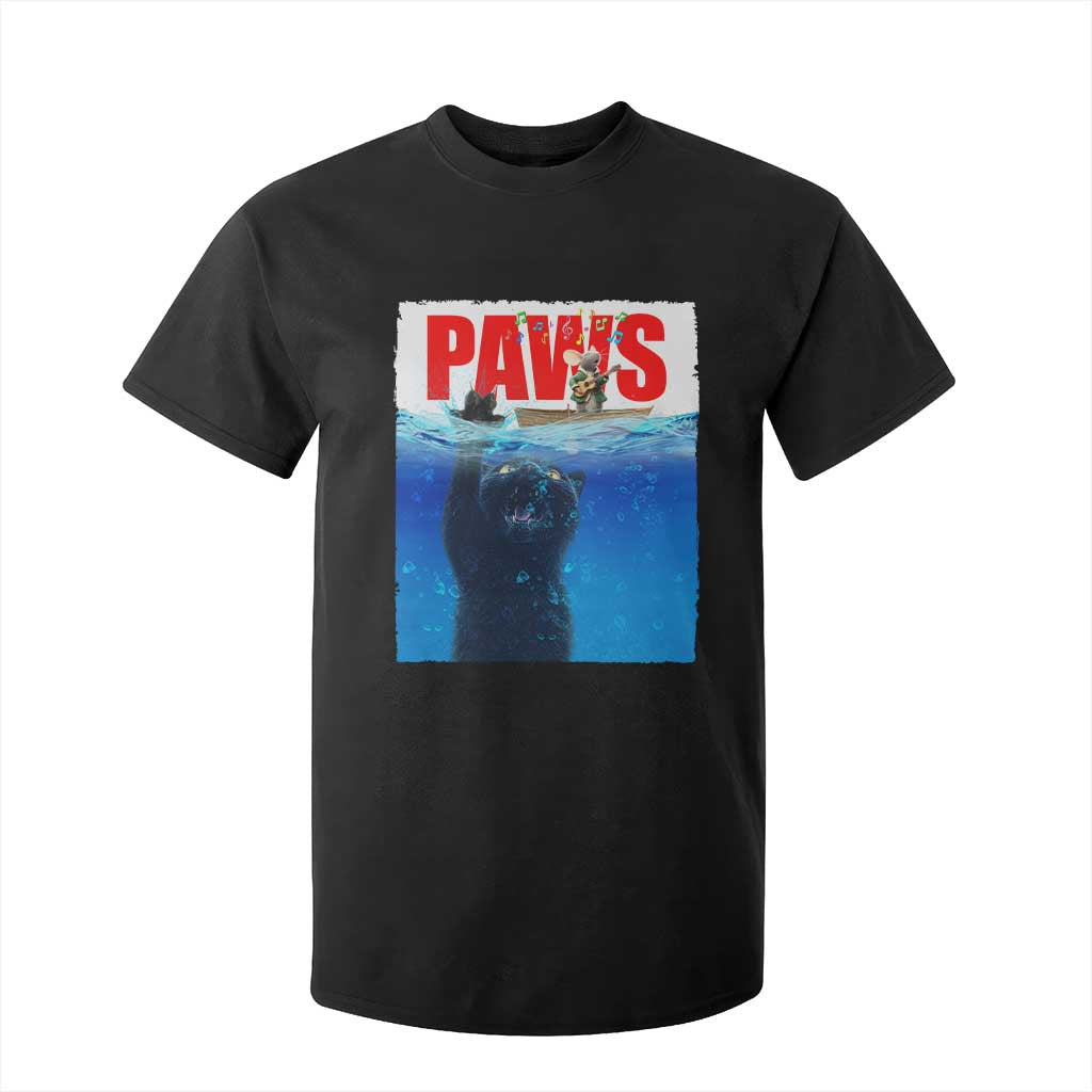 Funny Black Cat T Shirt For Kid PAWS Parody Kitten Mouse Humorous TS14 Black Print Your Wear