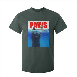 Funny Black Cat T Shirt For Kid PAWS Parody Kitten Mouse Humorous TS14 Dark Forest Green Print Your Wear