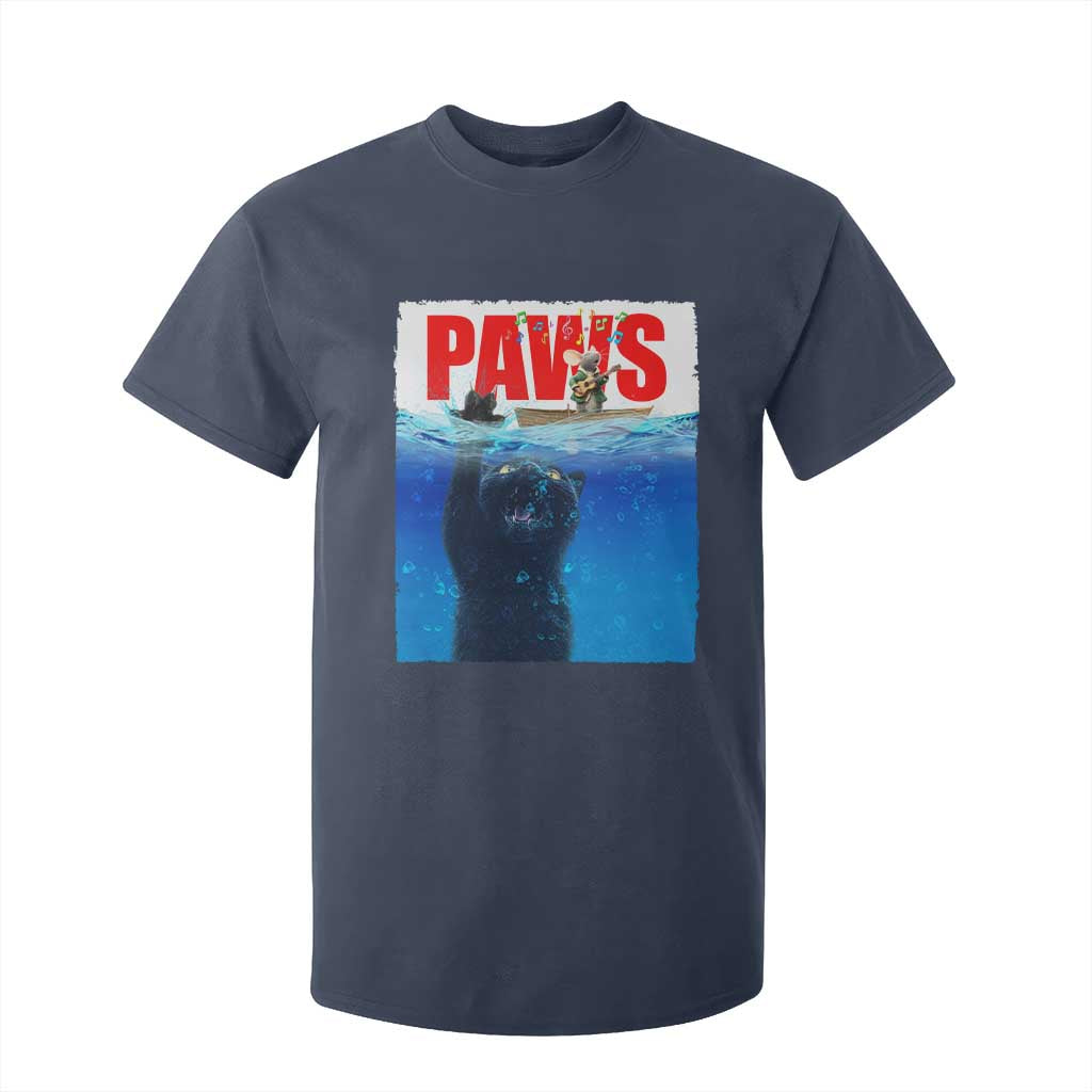 Funny Black Cat T Shirt For Kid PAWS Parody Kitten Mouse Humorous TS14 Navy Print Your Wear