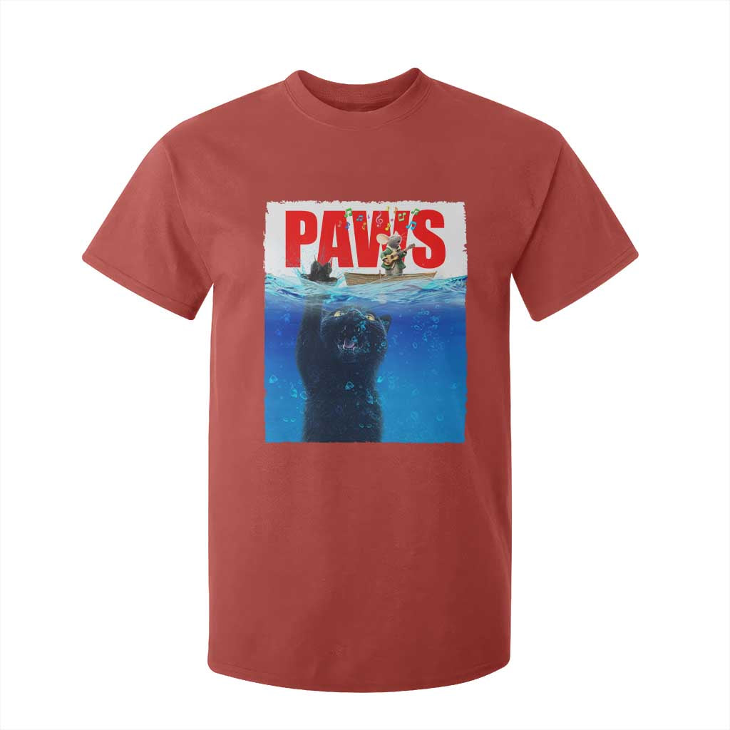 Funny Black Cat T Shirt For Kid PAWS Parody Kitten Mouse Humorous TS14 Red Print Your Wear