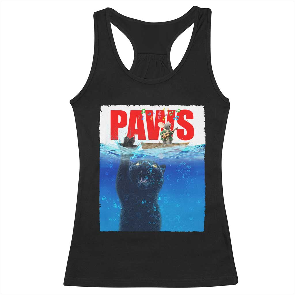 Funny Black Cat Racerback Tank Top PAWS Parody Kitten Mouse Humorous TS14 Black Print Your Wear