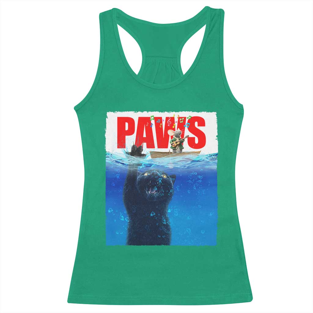 Funny Black Cat Racerback Tank Top PAWS Parody Kitten Mouse Humorous TS14 Irish Green Print Your Wear