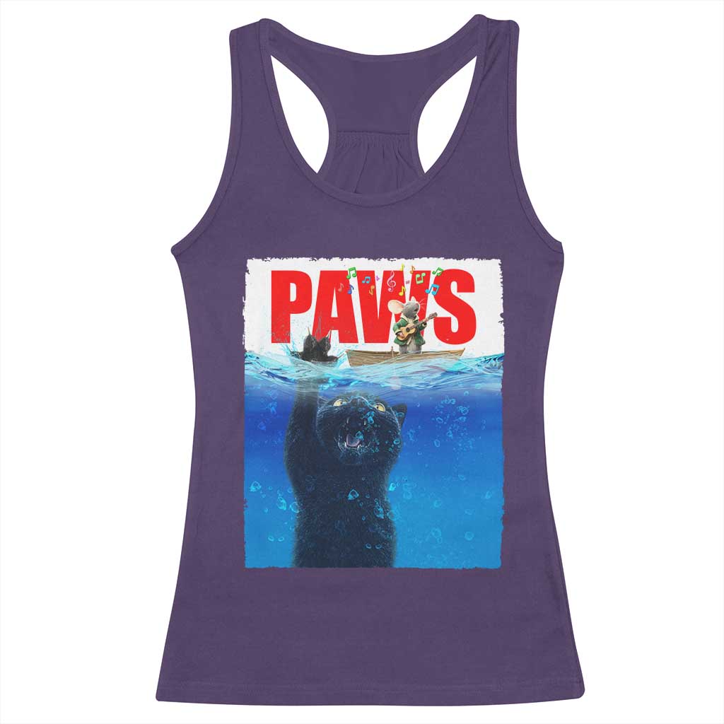 Funny Black Cat Racerback Tank Top PAWS Parody Kitten Mouse Humorous TS14 Purple Print Your Wear