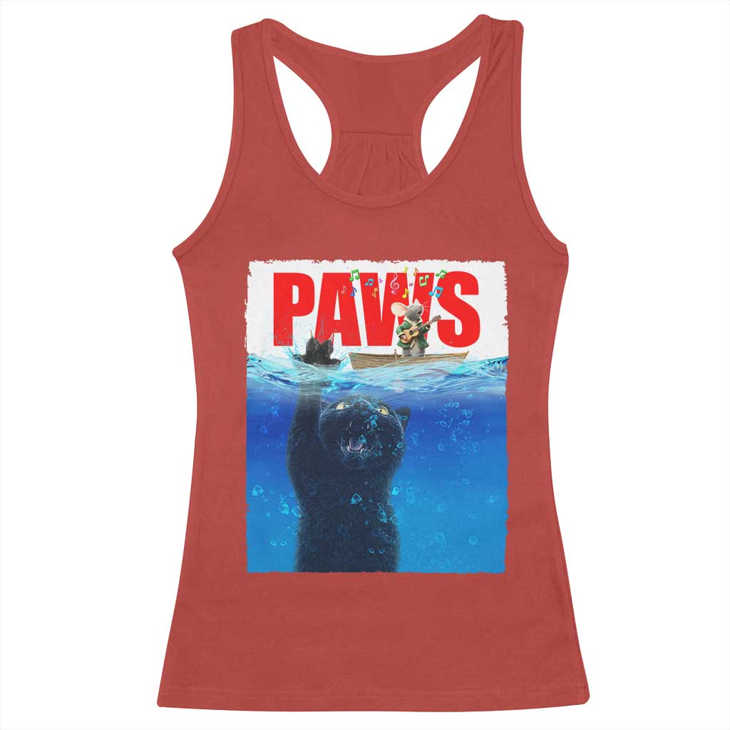 Funny Black Cat Racerback Tank Top PAWS Parody Kitten Mouse Humorous TS14 Red Print Your Wear