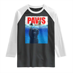 Funny Black Cat Raglan Shirt PAWS Parody Kitten Mouse Humorous TS14 Black White Print Your Wear