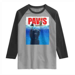 Funny Black Cat Raglan Shirt PAWS Parody Kitten Mouse Humorous TS14 Sport Gray Black Print Your Wear