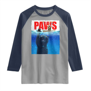 Funny Black Cat Raglan Shirt PAWS Parody Kitten Mouse Humorous TS14 Sport Gray Navy Print Your Wear