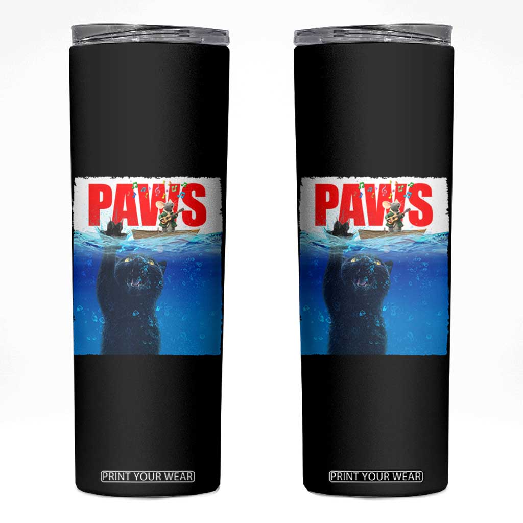 Funny Black Cat Skinny Tumbler PAWS Parody Kitten Mouse Humorous TS14 Black Print Your Wear