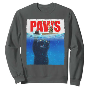 Funny Black Cat Sweatshirt PAWS Parody Kitten Mouse Humorous TS14 Dark Heather Print Your Wear