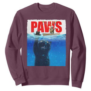 Funny Black Cat Sweatshirt PAWS Parody Kitten Mouse Humorous TS14 Maroon Print Your Wear