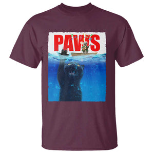 Funny Black Cat T Shirt PAWS Parody Kitten Mouse Humorous TS14 Maroon Print Your Wear