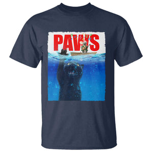 Funny Black Cat T Shirt PAWS Parody Kitten Mouse Humorous TS14 Navy Print Your Wear