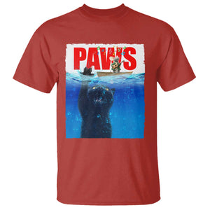 Funny Black Cat T Shirt PAWS Parody Kitten Mouse Humorous TS14 Red Print Your Wear