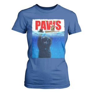 Funny Black Cat T Shirt For Women PAWS Parody Kitten Mouse Humorous TS14 Royal Blue Print Your Wear