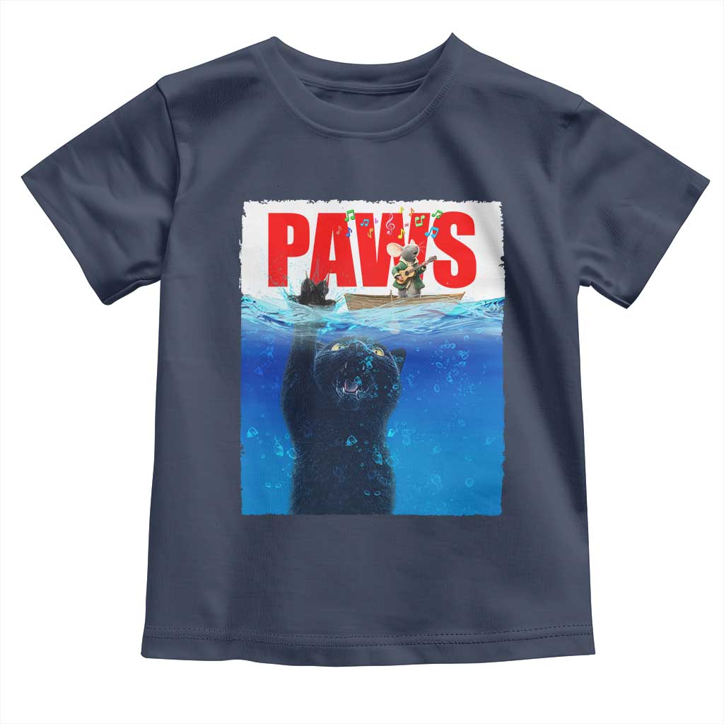 Funny Black Cat Toddler T Shirt PAWS Parody Kitten Mouse Humorous TS14 Navy Print Your Wear