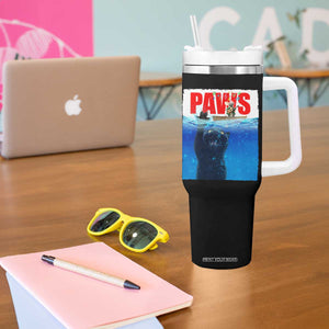 Funny Black Cat Tumbler With Handle PAWS Parody Kitten Mouse Humorous - Print Your Wear