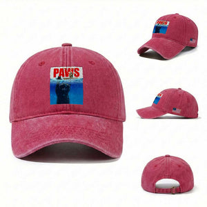 Funny Black Cat Washed Cotton Baseball Cap PAWS Parody Kitten Mouse Humorous TS14 Washed Cap Universal Fit Red Print Your Wear